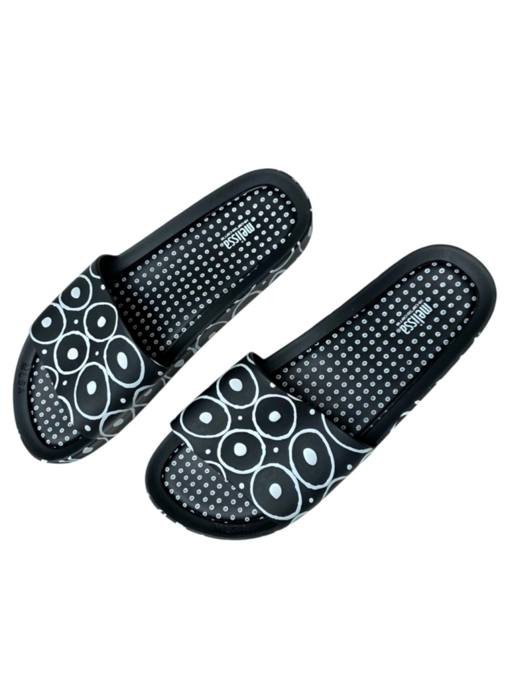 Melissa 10 Corso Como Slides Womens 12 Black Graphic Designer Sandals - Picture 3 of 10